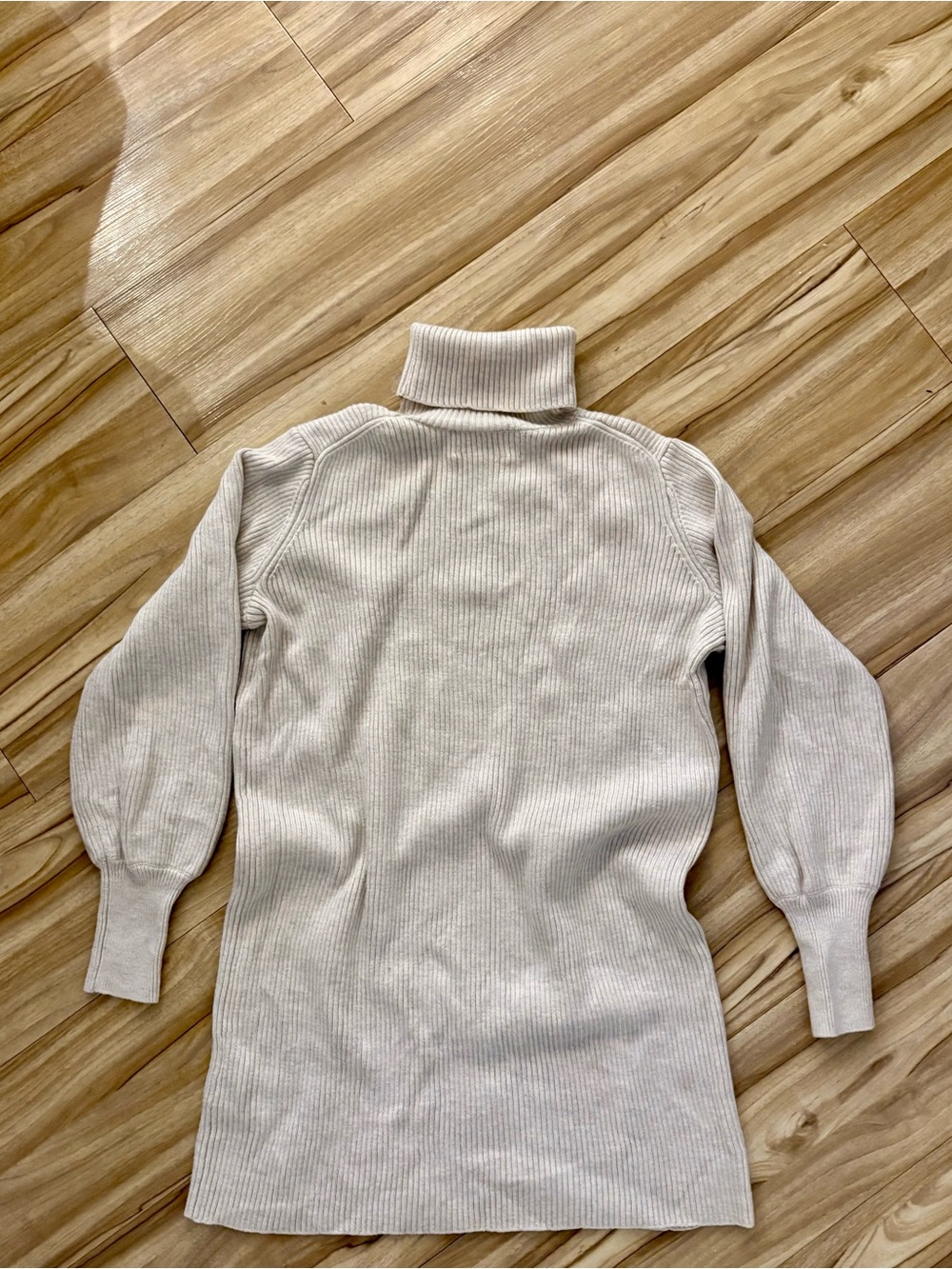Aritzia/Wilfred Turtleneck Ribbed Knit Sweater Dress in Cream